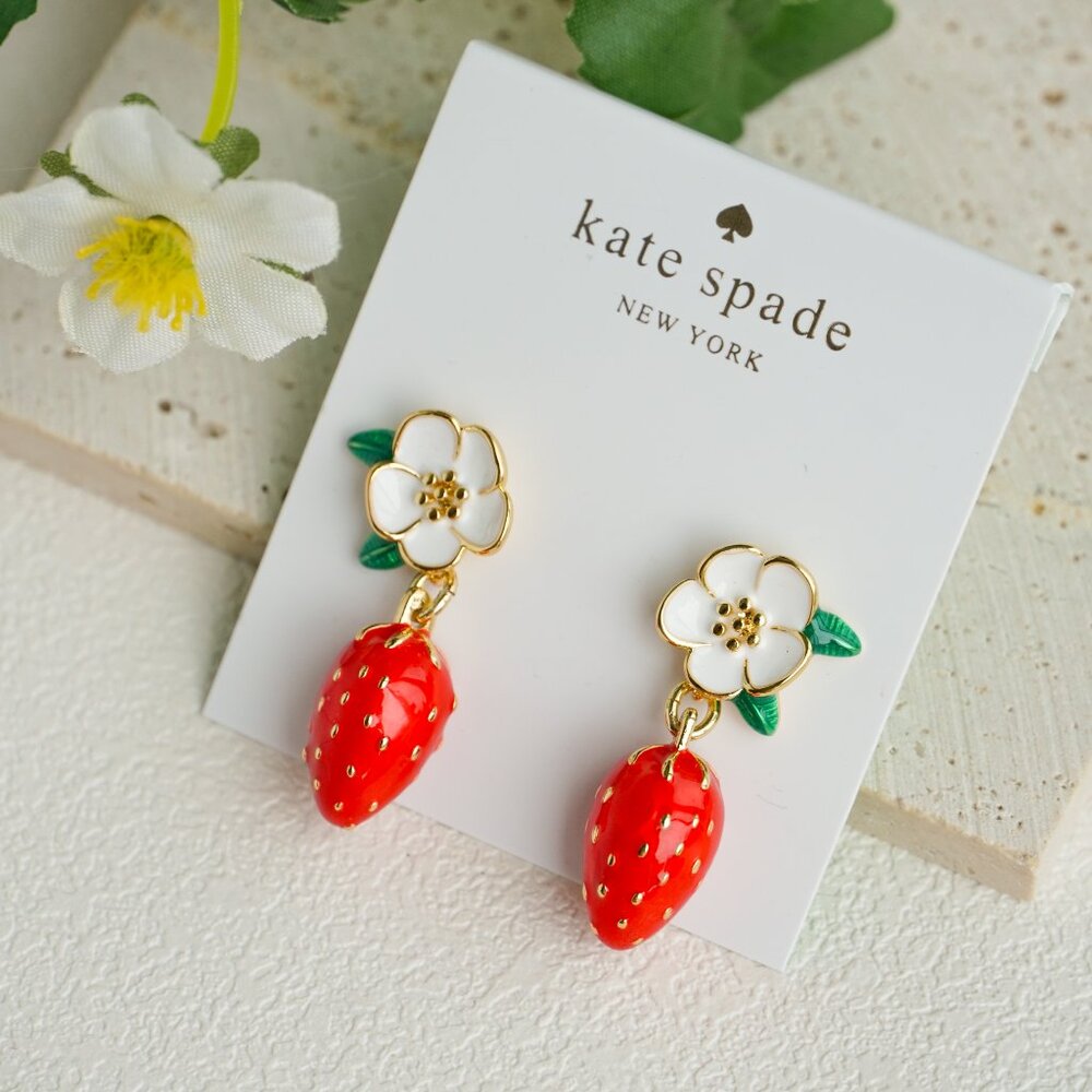 Kate Spade strawberry earrings - Picture 7 of 9